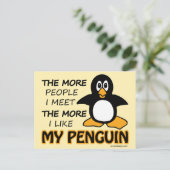 Ik hou meer van mijn pinguïn dan van mensen briefkaart (Staand voorkant)