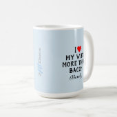 Ik hou meer van mijn vrouw dan van Bacon Mok Blue (Voorkant rechts)