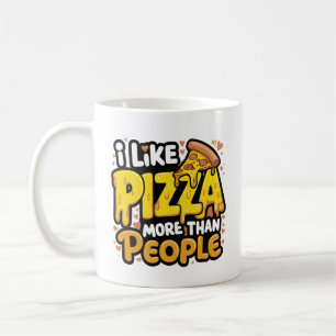 Ik hou meer van pizza dan van mensen Grappige pi Koffiemok