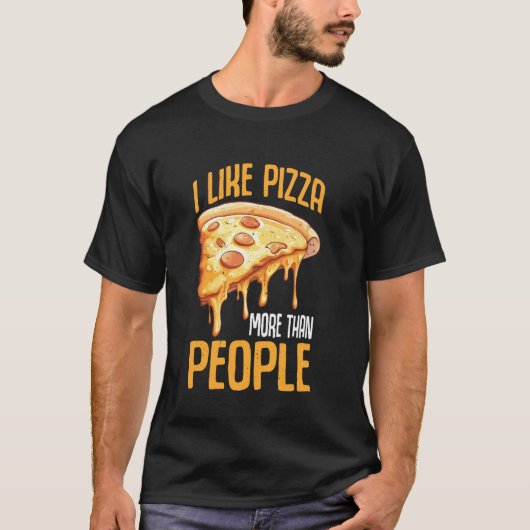 Ik hou meer van pizza dan van mensen Introvert Fav T-shirt (Voorkant)