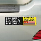 Ik hou mijn Pistolen, geld en vrijheid-borrel Bumpersticker (Op auto)