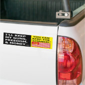 Ik hou mijn Pistolen, geld en vrijheid-borrel Bumpersticker (Op Truck)