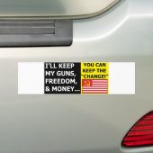 Ik hou mijn Pistolen, vrijheid en geld Bumpersticker (Op auto)