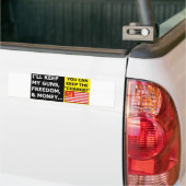 Ik hou mijn Pistolen, vrijheid en geld Bumpersticker (Op Truck)