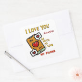 Ik hou net zoveel van je als mijn telefoon Humor p Vierkante Sticker (Envelop)