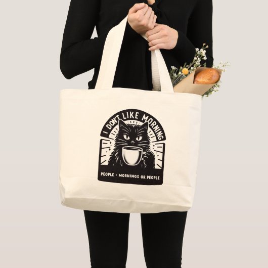 Ik hou niet van de ochtend grote tote bag (Voorkant (product))