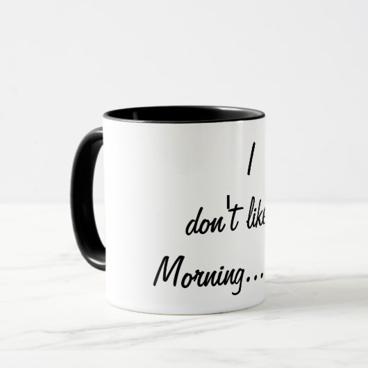 ik hou niet van de ochtend mok (Voorkant links)