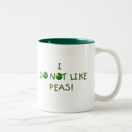 Ik hou niet van erwt-shirts en cadeautjes tweekleurige koffiemok (Rechts)