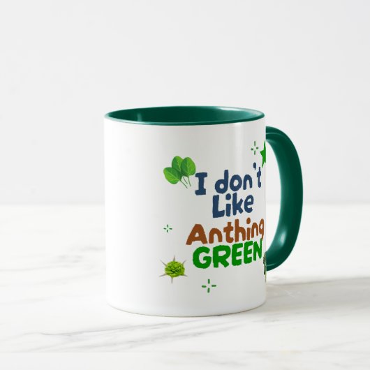 Ik hou niet van groene Mok - Grappige koffiebeker (Voorkant rechts)