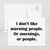 Ik hou niet van ochtendmensen. of ochtenden, of me briefkaart (Voorkant / Achterkant)