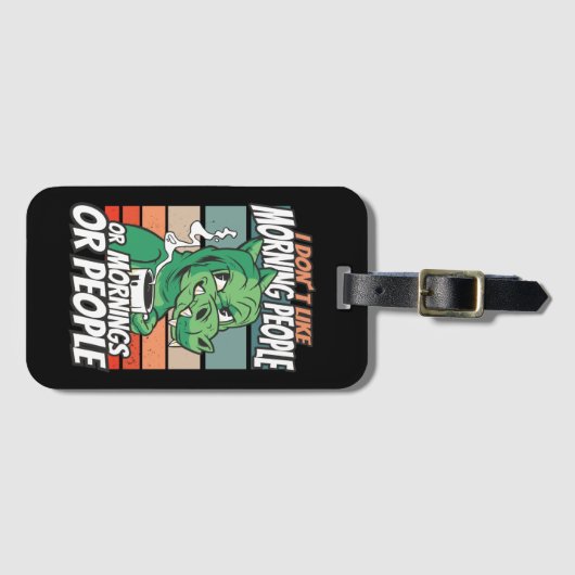 Ik hou niet van ochtendmensen of ochtenden of mens bagagelabel (Voorkant (horizontaal))