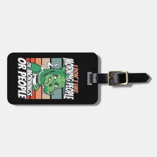 Ik hou niet van ochtendmensen of ochtenden of mens bagagelabel (Voorkant horizontaal)