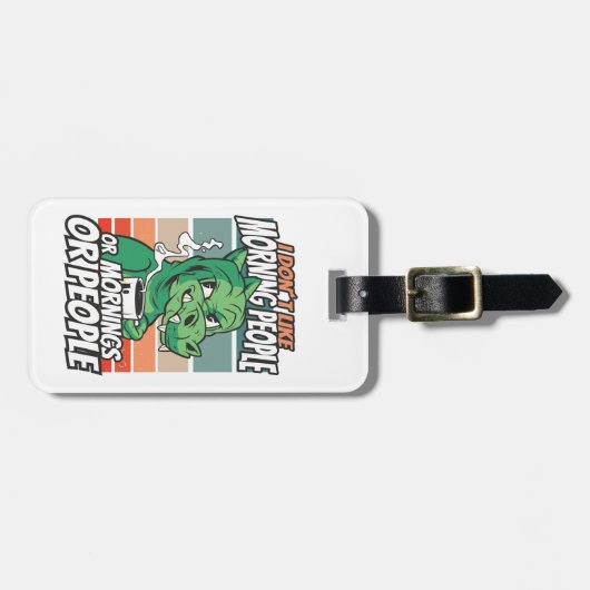 Ik hou niet van ochtendmensen of ochtenden of mens bagagelabel (Voorkant horizontaal)