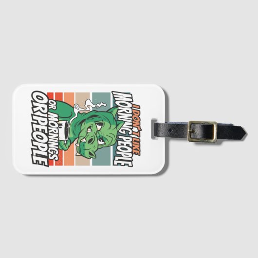 Ik hou niet van ochtendmensen of ochtenden of mens bagagelabel (Voorkant (horizontaal))