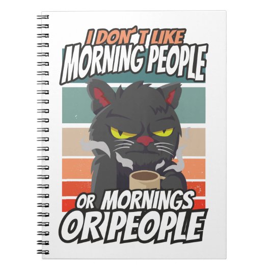 Ik hou niet van ochtendmensen of ochtenden of mens notitieboek (Voorkant)