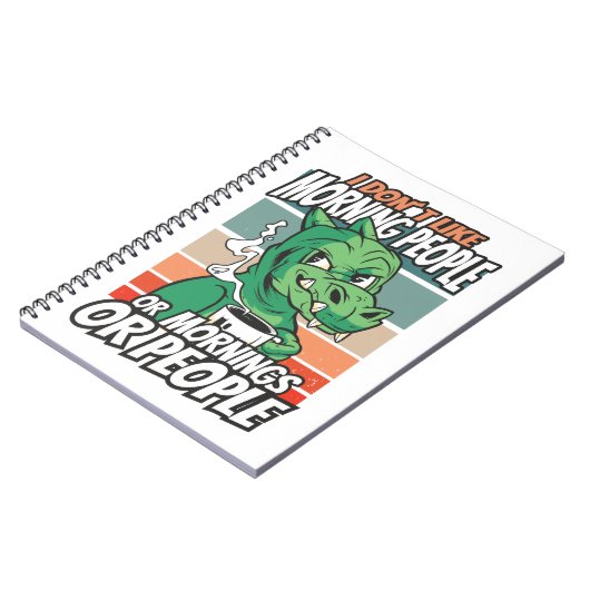 Ik hou niet van ochtendmensen of ochtenden of mens notitieboek (Linkerzijde)