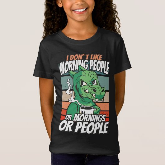 Ik hou niet van ochtendmensen of ochtenden of mens t-shirt (Voorkant)