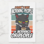 Ik hou niet van ochtendmensen of ochtenden of mens voedselcontainer etiket (Enkel label)