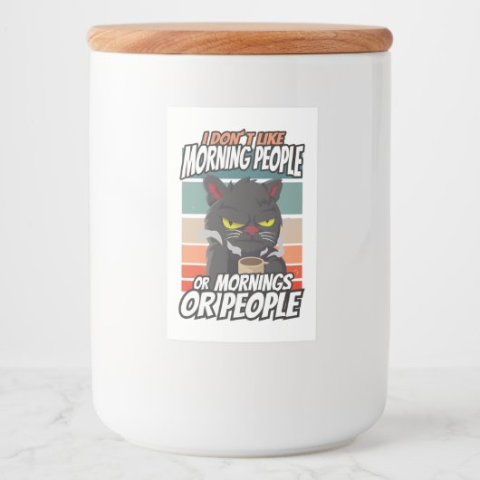 Ik hou niet van ochtendmensen of ochtenden of mens voedselcontainer etiket (Voorkant)