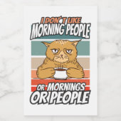 Ik hou niet van ochtendmensen of ochtenden of mens voedselcontainer etiket (Enkel label)