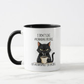 Ik Hou Niet Van Ochtendmensen Zwarte Kat Mok (Links)