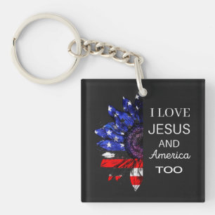 Ik hou ook van Jezus en Amerika, 4 juli T-Shirt Sleutelhanger