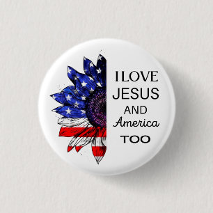 Ik hou ook van Jezus en Amerika Ronde Button 3,2 Cm