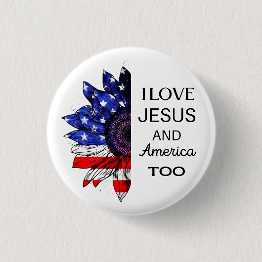 Ik hou ook van Jezus en Amerika Ronde Button 3,2 Cm (Voorkant)
