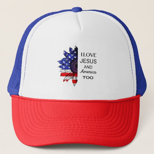Ik hou ook van Jezus en Amerika Trucker Pet (Voorkant)