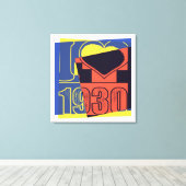 Ik hou van 1930 - Pop art Wrapped Canvas Afdruk (Insitu (Houten vloer))