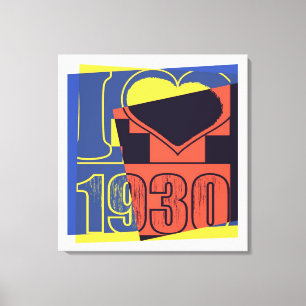 Ik hou van 1930 - Pop art Wrapped Canvas Afdruk