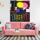 Ik hou van 1930 - Pop art Wrapped Canvas Afdruk (Insitu (Woonkamer))