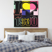 Ik hou van 1930 - Pop art Wrapped Canvas Afdruk (Insitu (Slaapkamer))