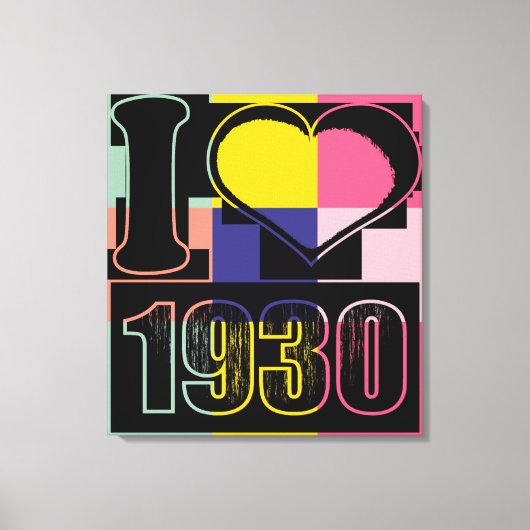Ik hou van 1930 - Pop art Wrapped Canvas Afdruk (Voorkant)