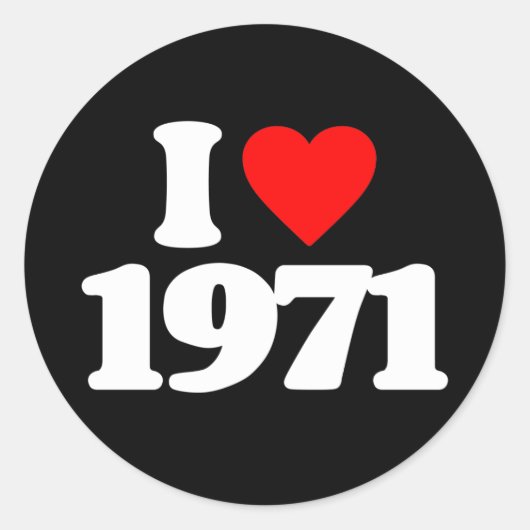 IK HOU VAN 1971 RONDE STICKER (Voorkant)
