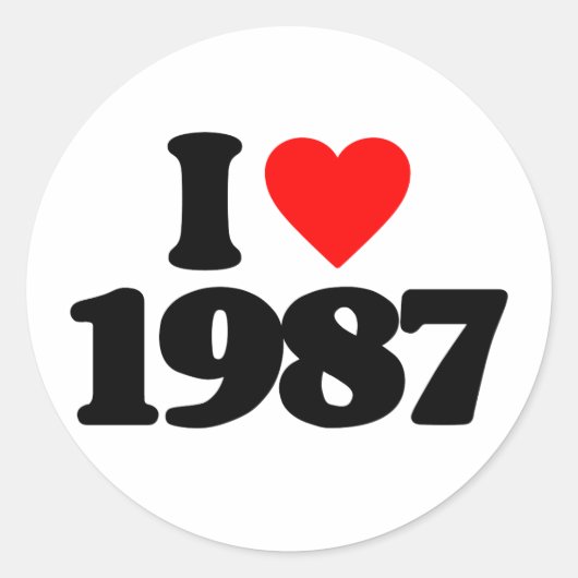 IK HOU VAN 1987 RONDE STICKER (Voorkant)