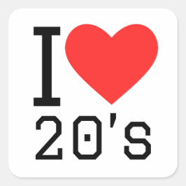Ik hou van 20s vierkante sticker