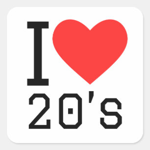 Ik hou van 20s vierkante sticker