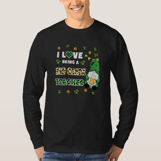 Ik hou van 3e klas leraar gnome St Patricks D T-shirt (Voorkant)