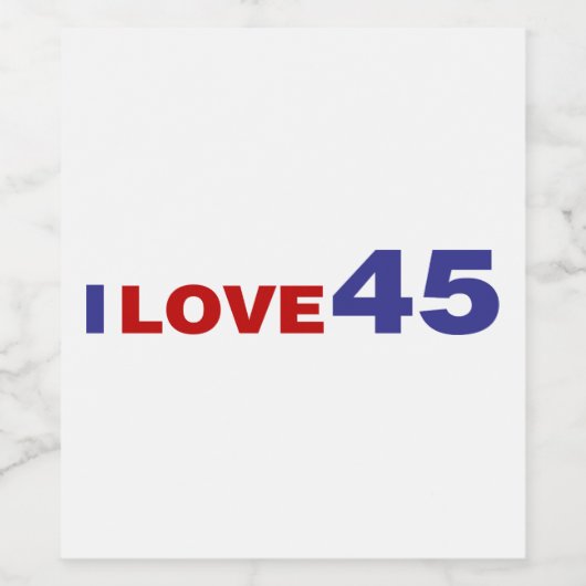 Ik hou van 45 wijn etiket (Enkel label)