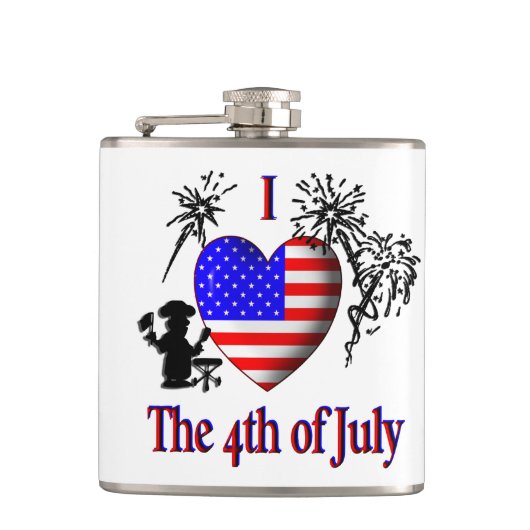 Ik hou van 4 juli heupfles (Voorkant)