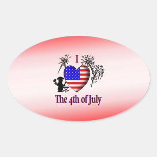 Ik hou van 4 juli ovale sticker