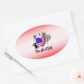 Ik hou van 4 juli ovale sticker (Envelop)