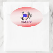 Ik hou van 4 juli ovale sticker (Tas)