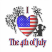 Ik hou van 4 juli sticker (Voorkant)