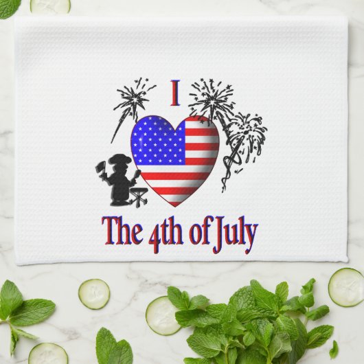 Ik hou van 4 juli theedoek (Gevouwen)