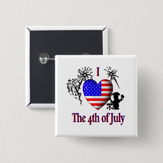 Ik hou van 4 juli vierkante button 5,1 cm (Voorkant /achterkant)