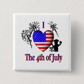 Ik hou van 4 juli vierkante button 5,1 cm (Voorkant)