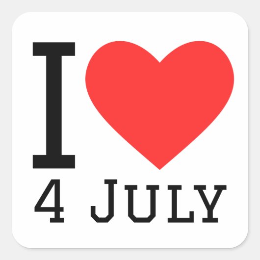 Ik hou van 4 juli vierkante sticker (Voorkant)