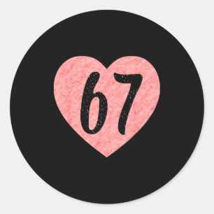 Ik hou van 67 grappige ik hart 67 verjaardag voor  ronde sticker